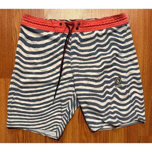 Volcom Mag Vibes Slingers Board Shorts Mens 33 9" Striped Swim Trunks